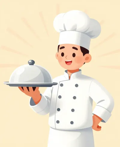 Chef Presenting Cloche-Covered Platter - Food - AI generated image