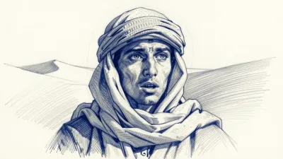 Desert Nomad in Turban with Alarm - Portrait - AI generated image