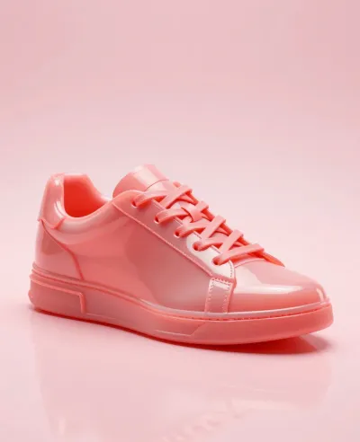 Neon-Pink Acrylic Sneaker Display - Fashion - AI generated image