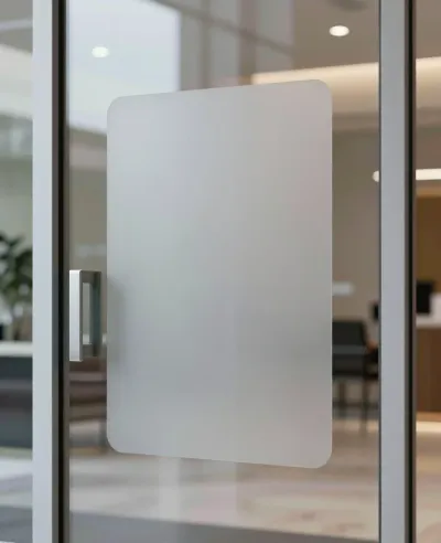 Frosted Glass Door with Cutout Panel - Interior - AI generated image
