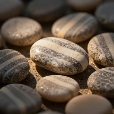 Horizontal Striped Stones with Warm Spotlight - Natural - AI generated image