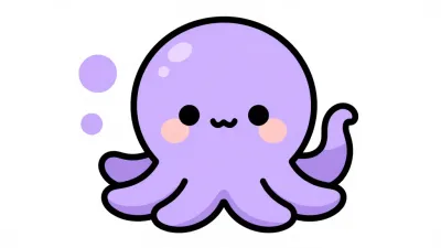 Purple Octopus Waving Smoothly - Animals - AI generated image