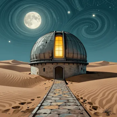 Desert Observatory Dome Lit by Moonlight - Architecture - AI generated image