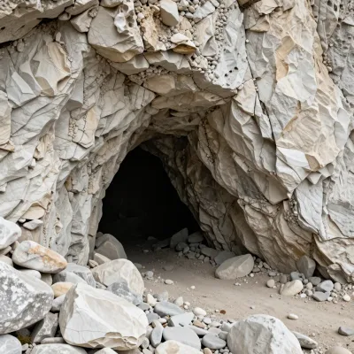 Limestone Cave Entrance Framed by Natural Archway - Architecture - AI generated image