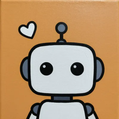 Cartoon Robot with Heart - Cartoon - AI generated image