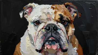 Impressionistic Bulldog Face Close-Up - Animal - AI generated image