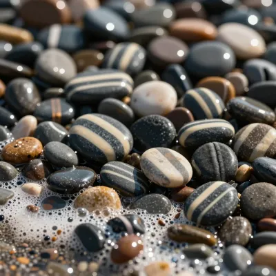 Seafoam and Pebbles Shoreline - Nature - AI generated image