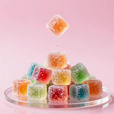 Glossy Candy Cube Mid-Air Cluster - Food - AI generated image