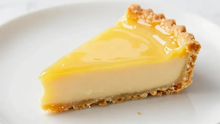 Golden Lemon Tart Slice on White Plate - Food - AI generated image