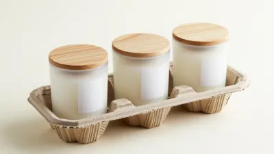 Frosted Glass Jars with Wooden Lids - Decor - AI generated image