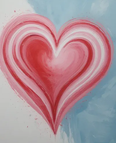 Thick Painted Heart Serene Background - Art - AI generated image