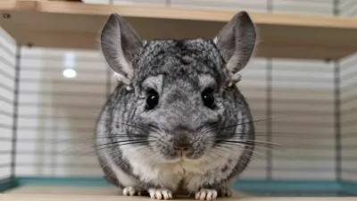 Chinchilla Puffing Whiskers in Soft Light - Animal - AI generated image
