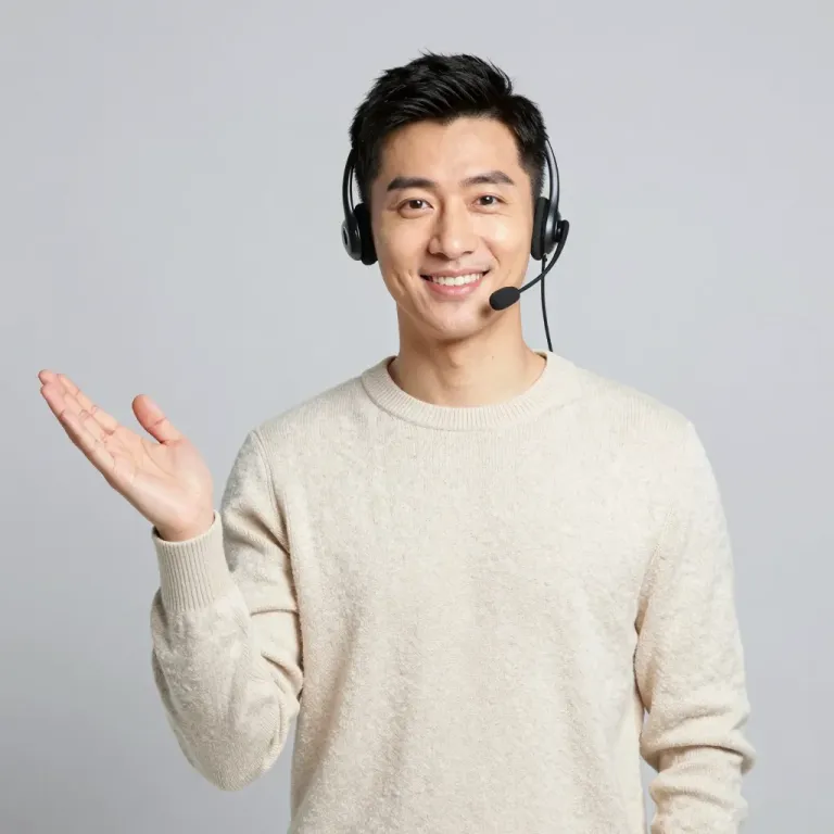 Person Wearing Headset Gesturing - People - AI generated image