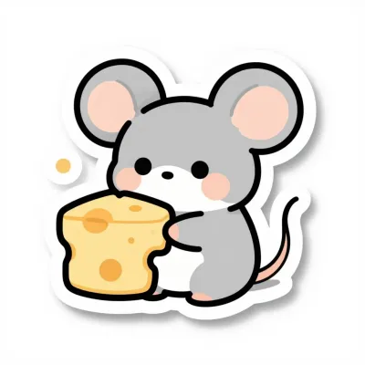 Mouse Holding Cheese - Animals - AI generated image