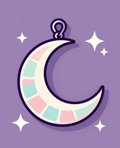 Pastel Crescent Moon Charm with Soft Light - Jewelry - AI generated image
