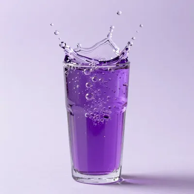 Grape Soda Glass Fizzing with Purple Bubbles - Food and Drink - AI generated image