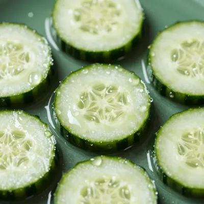 Sliced Cucumber with Dew Drops - Food - AI generated image