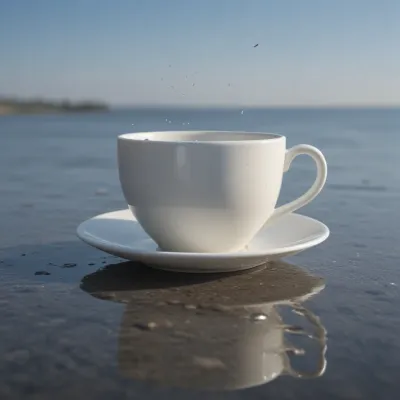 Ceramic Teacup Splash Reflection - Food & Drink - AI generated image