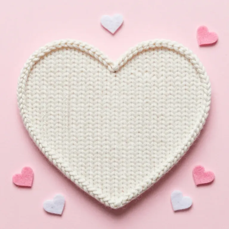 Knitted Heart-Shaped Coaster with Felt Hearts - Knitting - AI generated image