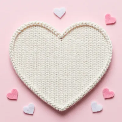 Knitted Heart-Shaped Coaster with Felt Hearts - Knitting - AI generated image