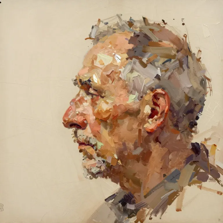 Rough Textured Profile of an Ashen Veteran - Portrait - AI generated image