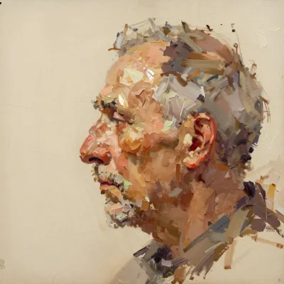 Rough Textured Profile of an Ashen Veteran - Portrait - AI generated image