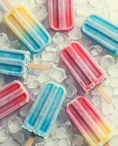 Homemade Popsicles with Gradient Colors - Food - AI generated image