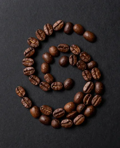Coffee Beans Spiral Arrangement - Food - AI generated image