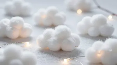 Cotton Cloud Shapes with Warm Lights - Still Life - AI generated image
