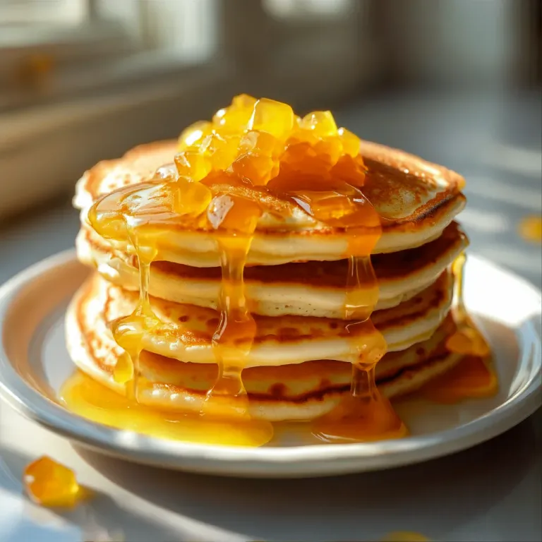 Golden Pancakes with Orange Marmalade Glaze - Food - AI generated image