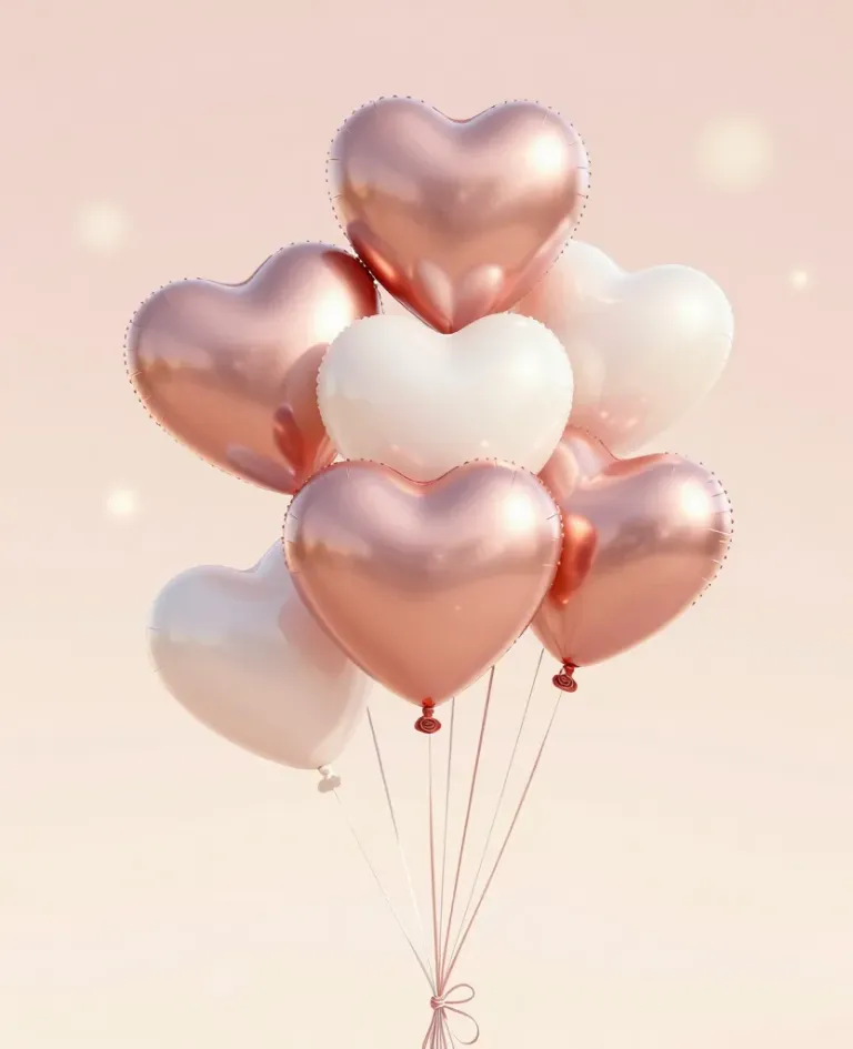 Heart-Shaped Balloons Clustered in Soft Pastel Sky - Balloons - AI generated image