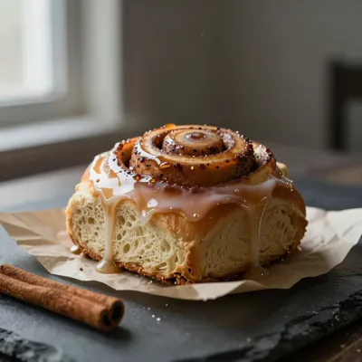 Glistening Cinnamon Roll with Poppy Seeds - Food - AI generated image