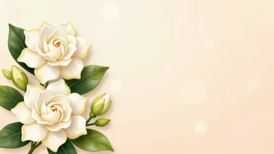 Creamy Gardenia Corner Bloom - Flora - AI generated image