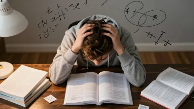 Tired Student Studying at Night - Education - AI generated image