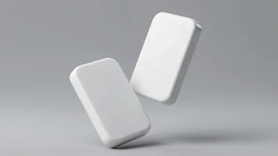 Glossy White Dominoes Balanced on Gray Background - Objects - AI generated image