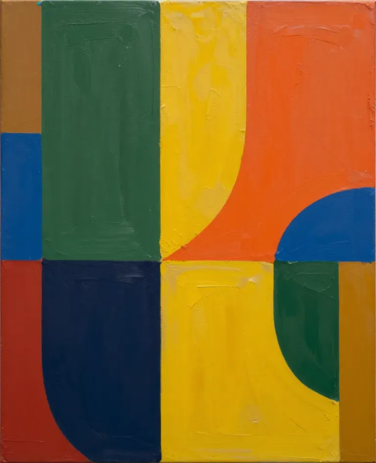 Abstract Color Field Grid with Thick Paint - Art - AI generated image