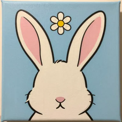 Bunny with Daisy Crown - Art - AI generated image