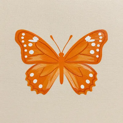 Orange Butterfly with Glossy Wings on Canvas - Butterfly - AI generated image