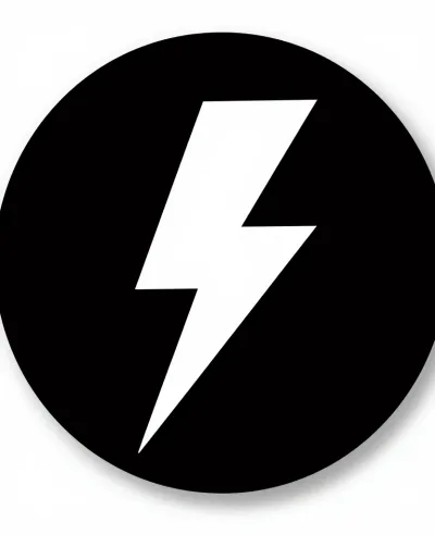 Lightning Bolt on Glossy Circle - Symbol - AI generated image