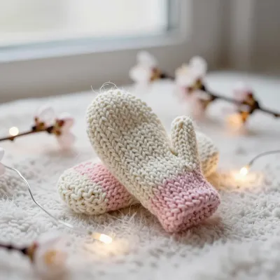 Knitted Mitten Pair Cozy in Soft Glow - Fashion - AI generated image