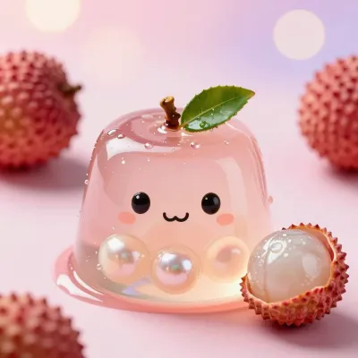 Lychee Jelly Dome Translucent Dream - Food - AI generated image