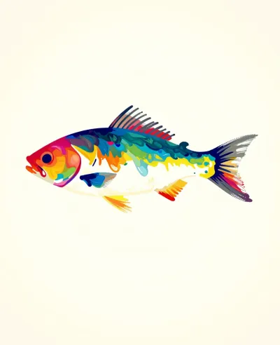 Vibrant Painterly Fish Silhouette - Fish - AI generated image