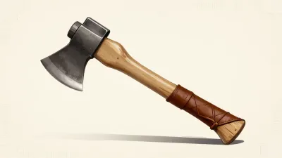 Antler-Grip Axe Close-Up - Tools - AI generated image
