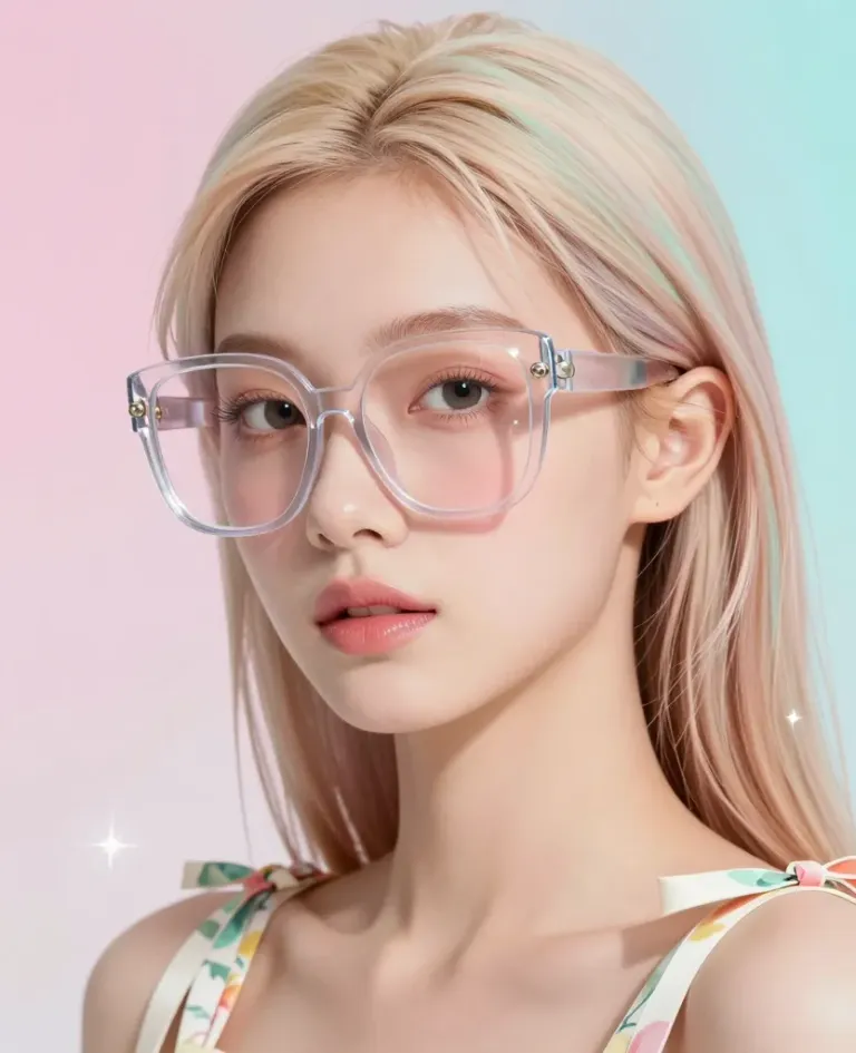 Pastel-Haired Model with Clear Glasses - Fashion - AI generated image