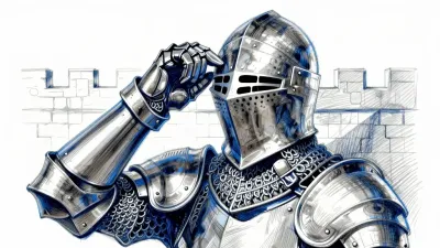 Knight in Full Armor, Visor Lifted, Soft Light - Armor - AI generated image
