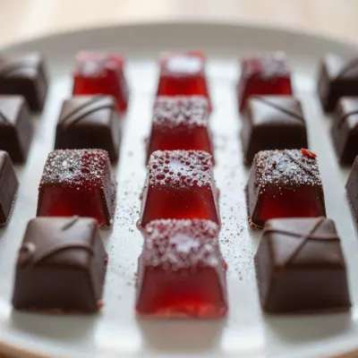 Raspberry Chocolate Bars with Powdered Sugar - Food - AI generated image