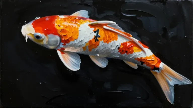 Koi Fish Gleaming in Directional Light - Fish - AI generated image