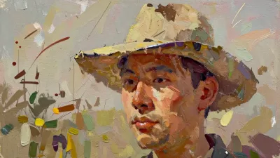 Vineyard Worker in Wide-Brimmed Hat - People - AI generated image