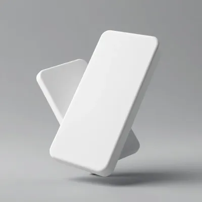 Glossy White Cuboids Balanced on Side Lighting - Minimalism - AI generated image