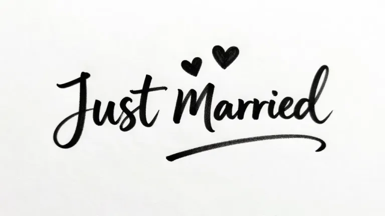 Just Married Script with Hearts - Wedding - AI generated image
